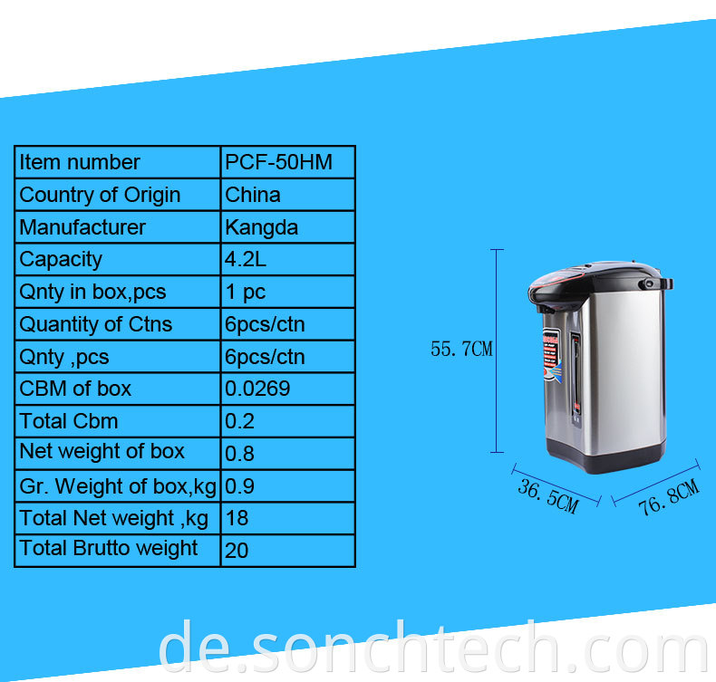 5.0L thermo pot water boiler